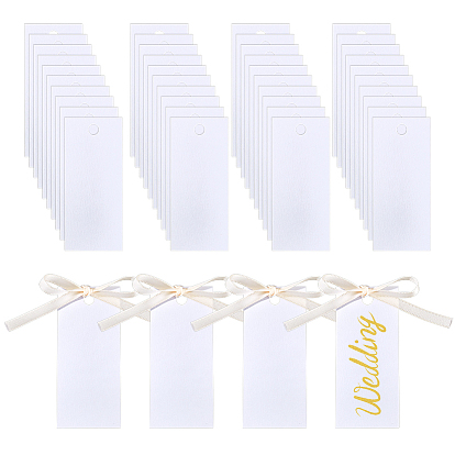 100 наборы пустых бумажных подарочных этикеток, с лентами, прямоугольные