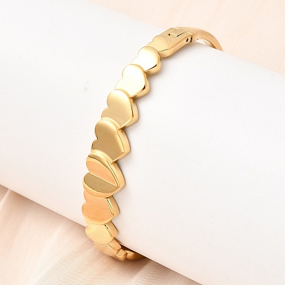 304 женские шарнирные браслеты из нержавеющей стали, сердце, реальный 18 k позолоченный, ионное покрытие (ip), долговечный