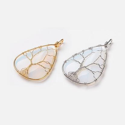 Brass Gemstone Big Pendants, Drop