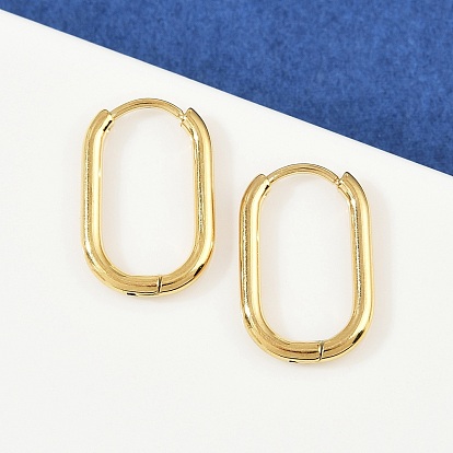 304 Stainless Steel Oval Hoop Earrings