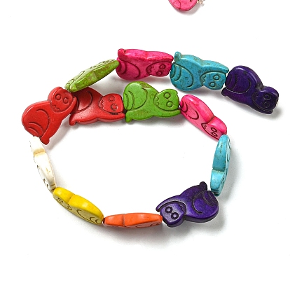 Синтетических нитей бирюзовые бусы, окрашенные, обезьяна