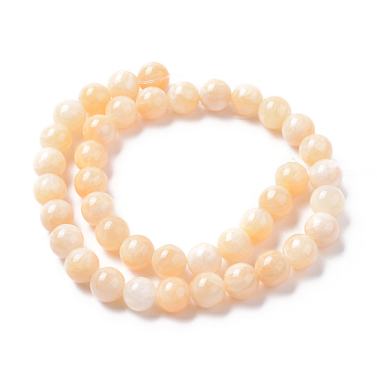 Natural Yellow Jade Beads Strands, Dyed, Round