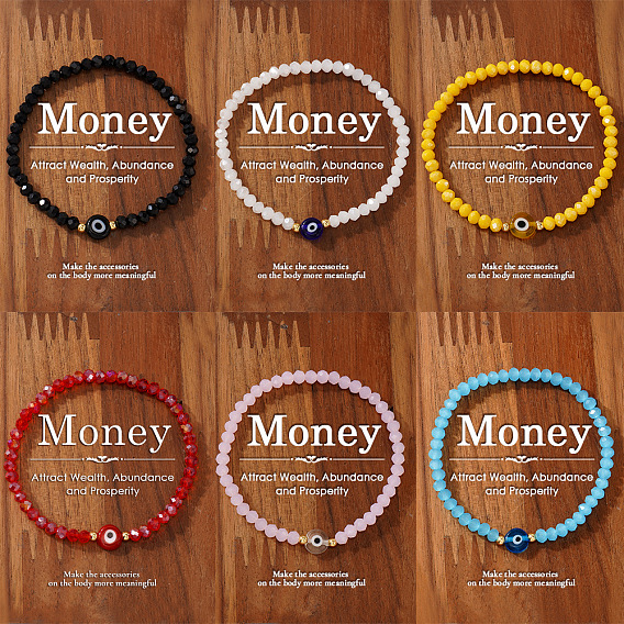 Браслеты из стеклянных и латунных бусин, украшения от сглаза для женщин, золотые