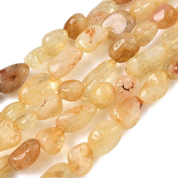 Natural Citrine Beads Strands, Tumbled Stone, Heated, Nuggets