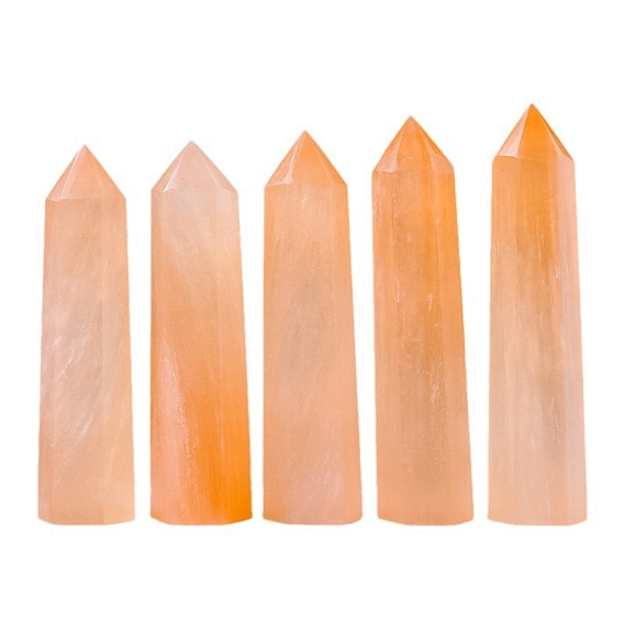 Марокканские оранжевые шестиугольные лечебные каменные палочки, для декора для балансировки энергии, медитации, терапии, шестиугольная призма