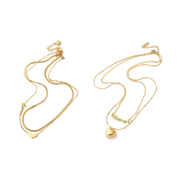 316 двухслойные ожерелья из хирургической нержавеющей стали, сердце