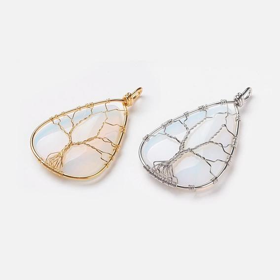 Brass Gemstone Big Pendants, Drop