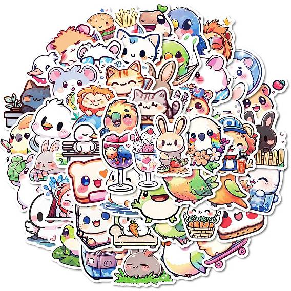 50шт. бумажные наклейки с изображением животных из мультфильмов, самослипание, для чемодана, скейтборде, холодильник, шлем, оболочка мобильного телефона