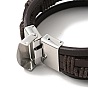 Bracelet multi-rangs tressé en cuir microfibre avec 201 fermoir en acier inoxydable pour homme femme