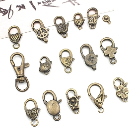 Tibetan Style Alloy Lobster Claw Clasps, Antique Bronze