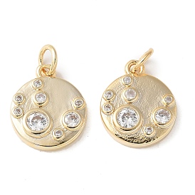 Латунные микропаве прозрачные подвески с фианитом, плоско-круглые, без кадмия и без свинца, долговечный, стойки покрытие, с целью перехода в кольце