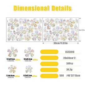 2 шт., электростатические наклейки на окна с цветочной радужной призмой, наклейки из ПВХ против столкновений, для окон, стеклянные двери, украшения для зеркал