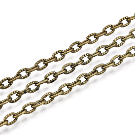 Iron Cable Chains, Textured, Unwelded, with Spool, Oval