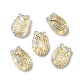 Plating Acrylic Beads, Golden Metal Enlaced, Tulip
