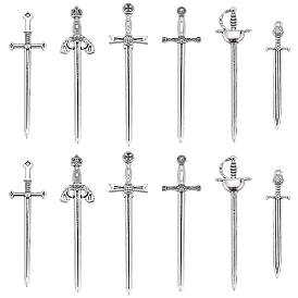 24 шт 6 стиль тибетского сплава большие подвески, длинные мечи, для изготовления, изготовление подвески
