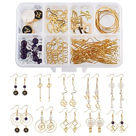 SUNNYCLUE DIY Earring Making Kits, Including Alloy & 304 Stainless Steel & Natural Shell Pendants, Brass Linking Rings & Earring Hook & Jump Rings & Pins, Glass Beads and Alloy Link Connectors
