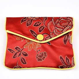 Вышивка дамасской тканью мешочков, с кнопкой и молнией, небольшие подарочные пакеты для украшений