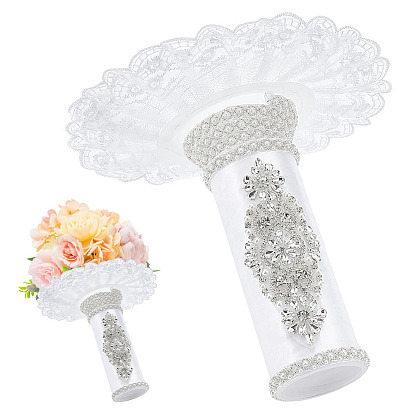 Polyester & Rhinestone Bouquet Holder, For Wedding Bridal Bouquet, Flower