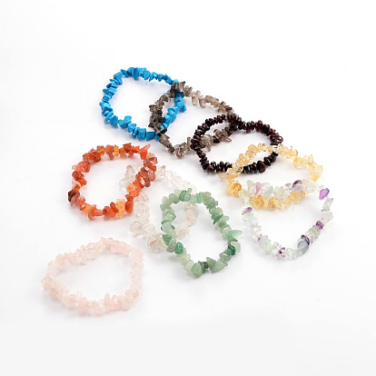 Croustilles pierres précieuses perles bracelets extensibles, 45mm