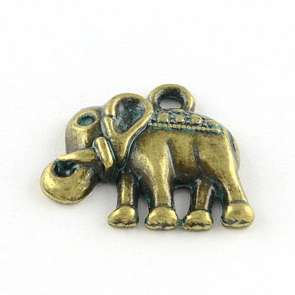 Elephant Zinc Alloy Charms, Cadmium Free & Lead Free, 14.5x16.5x3mm, Hole: 1.5mm