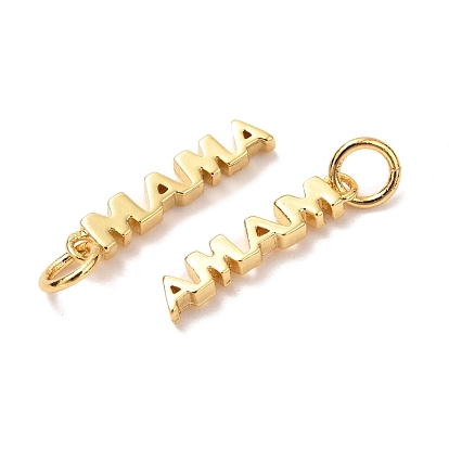 Brass Pendants, with Jump Ring, Long-Lasting Plated, Word MAMA