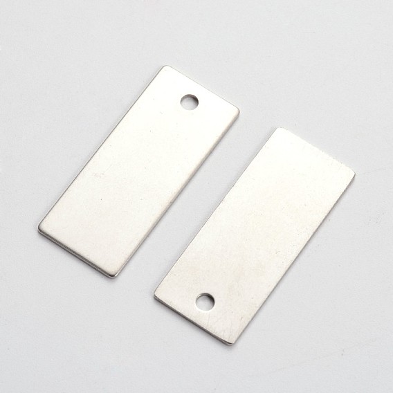 Stainless Steel Stamping Blank Tag Pendants, Rectangle, 38x16x1mm, Hole: 3mm