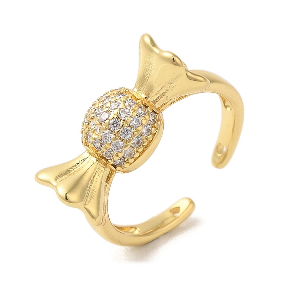 Открытые манжеты из латуни карамельного цвета с микропаве и прозрачным фианитом, для женщин, без свинца и без кадмия