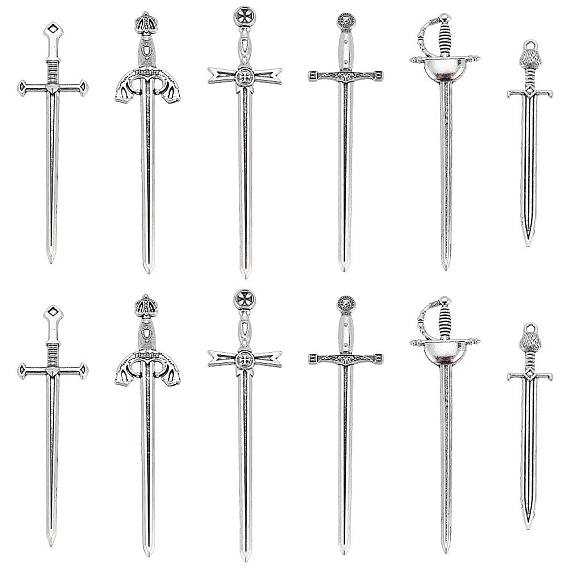 24 шт 6 стиль тибетского сплава большие подвески, длинные мечи, для изготовления, изготовление подвески