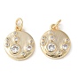 Латунные микропаве прозрачные подвески с фианитом, плоско-круглые, без кадмия и без свинца, долговечный, стойки покрытие, с целью перехода в кольце