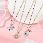 3 piezas 3 estilos colgante de ojo turco azul de latón esmaltado 304 collares de cadena de acero inoxidable, color mezclado