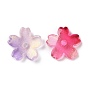 Transparent Baking Paint Glass Beads, Cherry Blossoms