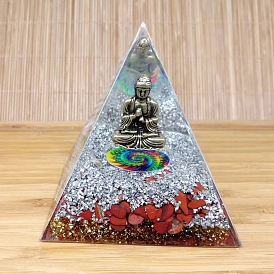 Resin Buddha Tree Planet Orgone Pyramid, Orgonite Pyramid Meditation Tool