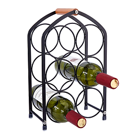 Винная полка на столешницу из железа и дерева, 6 Подставка для винных бутылок на прилавок