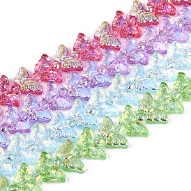 Прозрачность гальванизированные стеклянные бусины нити, бабочка, с покрытием AB цвета, с половиным покрытием