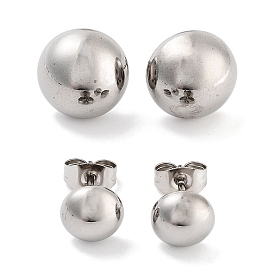 Half Round 316 Surgical Stainless Steel Stud Earrings for Women Men