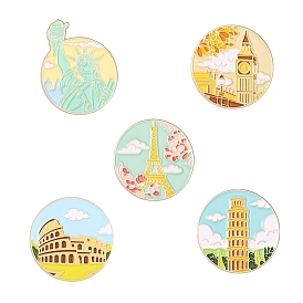 Spring Theme Alloy Brooches, Enamel Travel Lapel Pin, for Backpack Clothes, Golden