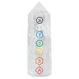 Chakras Natural Quartz Crystal Hexagonal Column Decoration