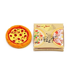 Mini Resin Pizza, Imitation Food, with Paper Boxes, Dollhouse Decorations