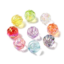 UV Plating Transparent Acrylic Beads, Pumpkin