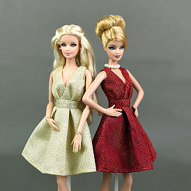 Коктейльное платье без рукавов из полиэстера с v-образным вырезом, наряды для кукол, подходит для 18 дюймовой вечеринки с американскими куклами