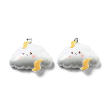 Weather Theme Opaque Resin Pendants, Cloud Charms