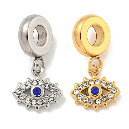304 Stainless Steel Pendants, with Rhinestone, Evil Eye