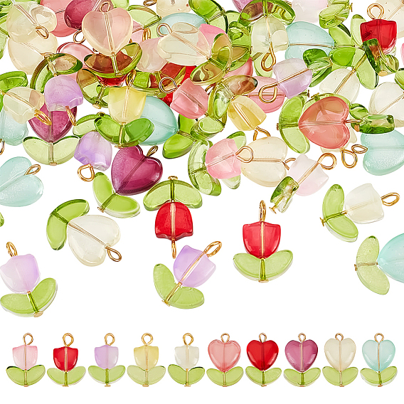 60 шт 2 стиль подвески лэмпворк ручной работы, с железом найти, тюльпан очарование