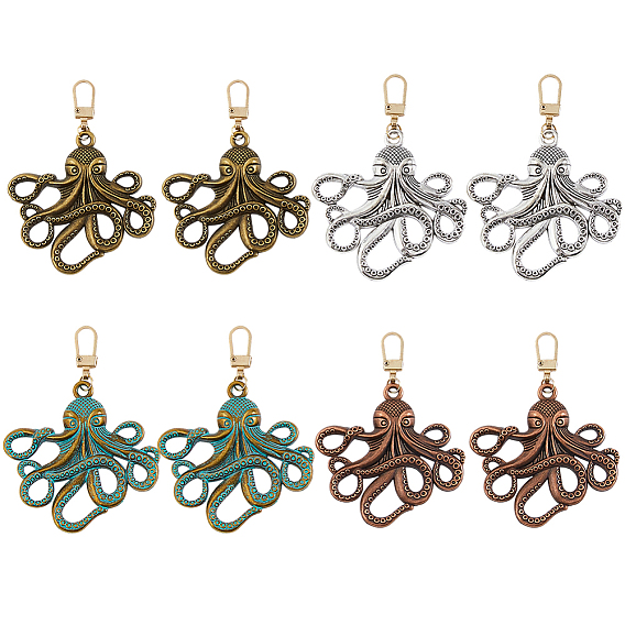 8 шт 4 цвета тибетский стиль сплав осьминог подвеска украшения