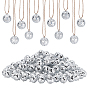 200Pcs Glass Pendants, Round, with Platinum Tone Loop & Foam