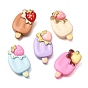 Opaque Resin Imitation Food Pendants, Strawberry Ice Lolly Charm, with Platinum Iron Loop