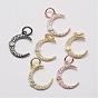 Brass Cubic Zirconia Charms, with Synthetic Opal, Moon, Cadmium Free & Lead Free