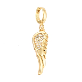 Brass with Cubic Zirconia Pendants, Wing Charms