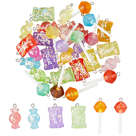30 шт 3 стили прозрачные подвески из смолы, конфеты, с железной платиной петлей