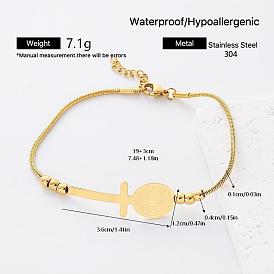 304 Stainless Steel Religion Cross Virgin Link Bracelets for Women